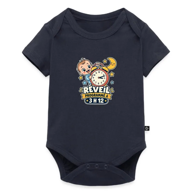 Body à manches courtes Premium Bébé · bleu marine — Réveil programmé à 3 h 12 – Bébé