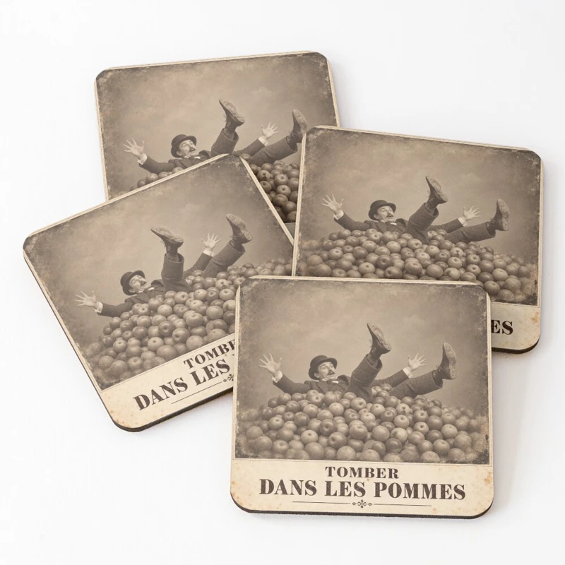 Tomber dans les pommes — Récolte humaine sur Dessous de verre (lot de 4)