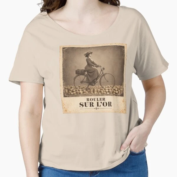 Rouler sur l’or — Fortune à pédales sur T-shirt coupe relax · Crème