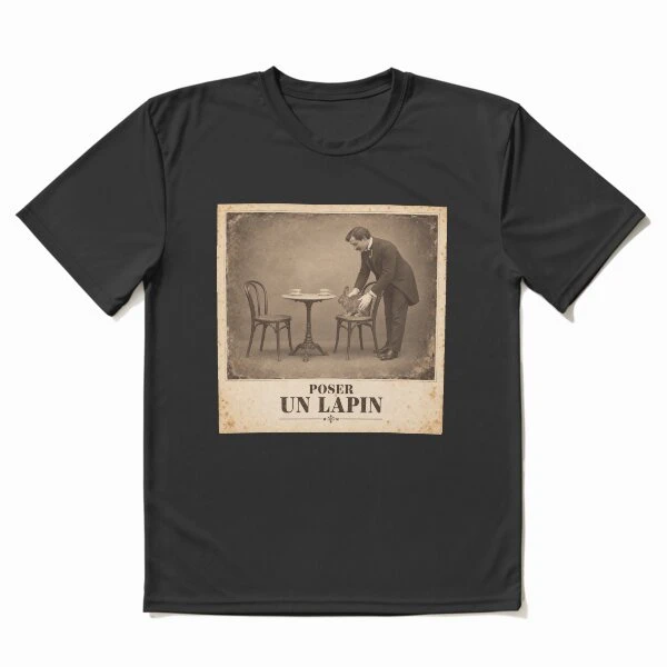 Poser un lapin — Remplaçant à longues oreilles sur T-shirt respirant · Noir