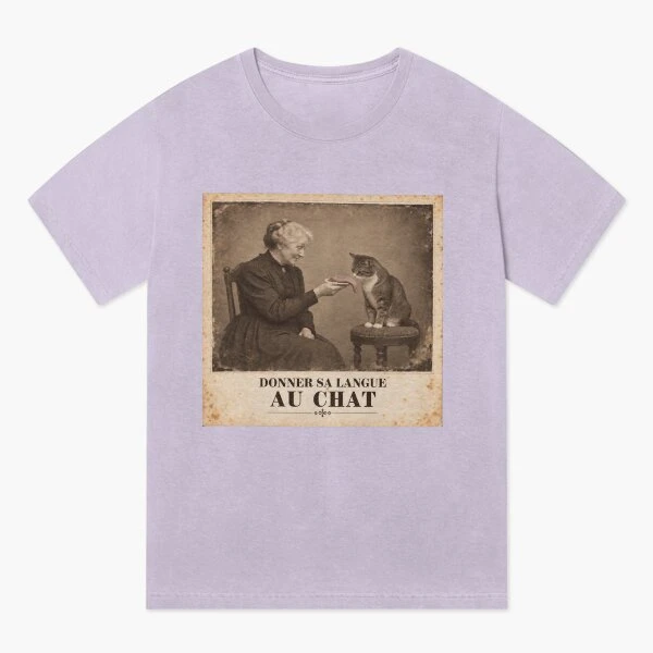 Donner sa langue au chat — Service compris sur T-shirt délavé vintage · Lavande délavée