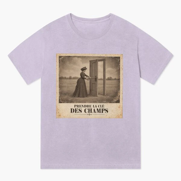 Prendre la clé des champs — Serrurerie buissonnière sur T-shirt délavé vintage · Lavande délavée