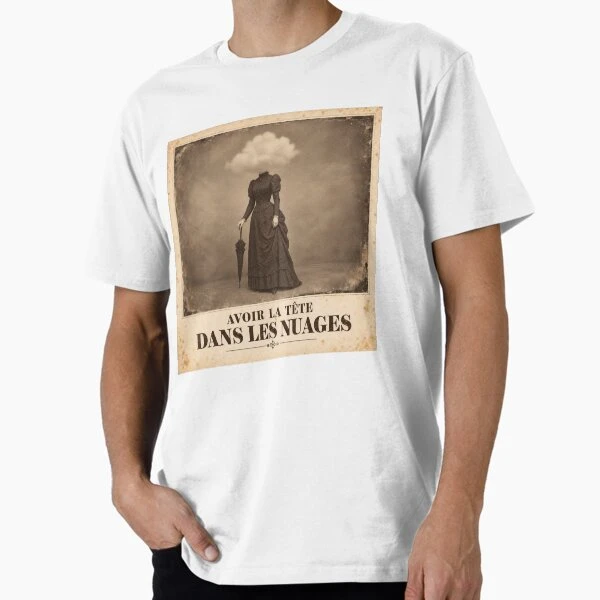 Avoir la tête dans les nuages — Absente sur T-shirt premium · Blanc