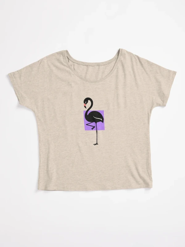 Flamant aux pattes impossibles à caser sur T-shirt coupe relax · Crème