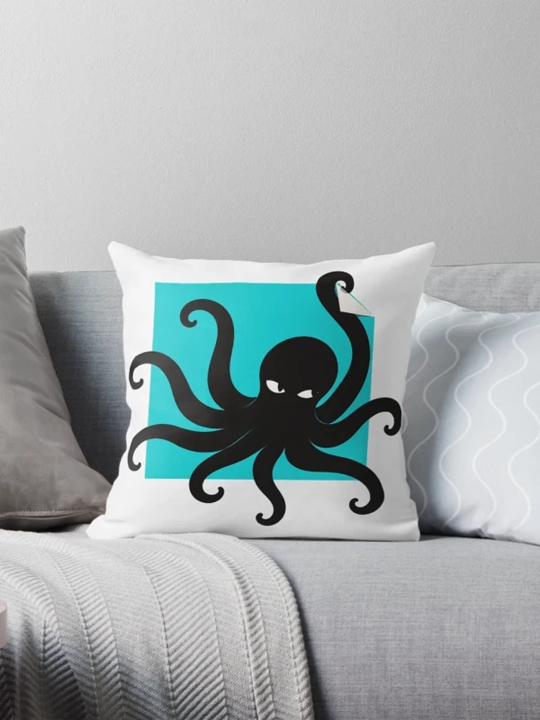 Pieuvre malicieuse qui décolle le cadre sur Coussin