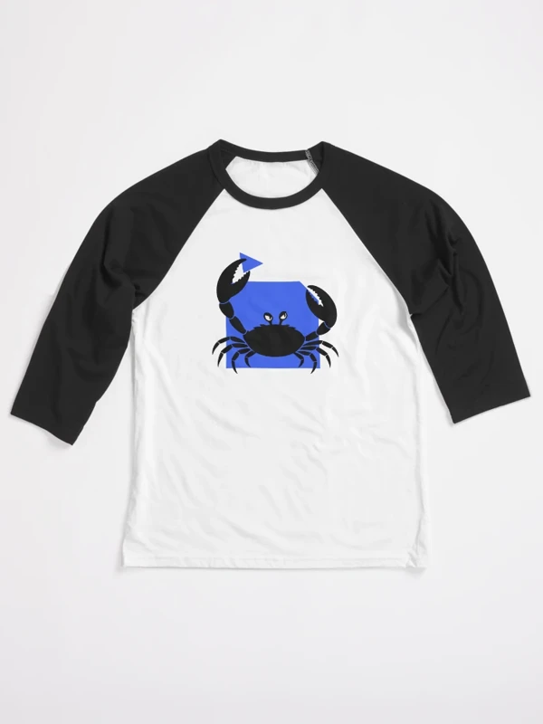 Crabe qui découpe son propre cadre sur T-shirt baseball manches ¾ · Blanc / Noir