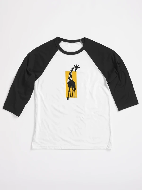 Girafe trop grande pour le cadre sur T-shirt baseball manches ¾ · Blanc / Noir