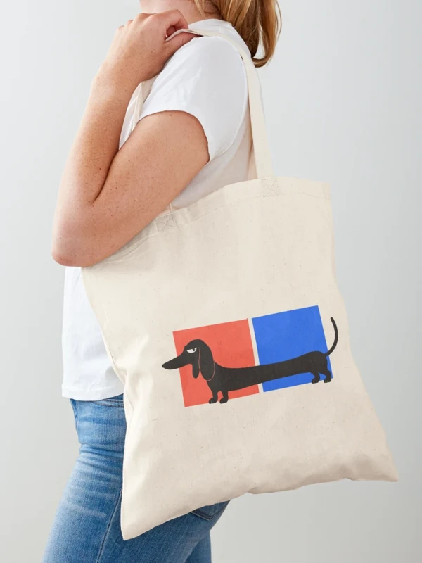 Teckel trop long pour un seul cadre sur Tote bag classique