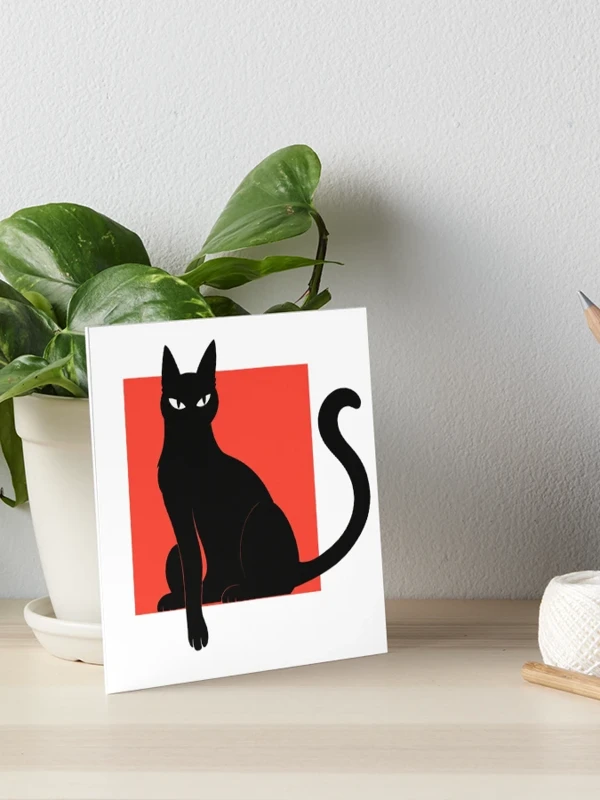 Chat noir qui sort du cadre sur Impression rigide