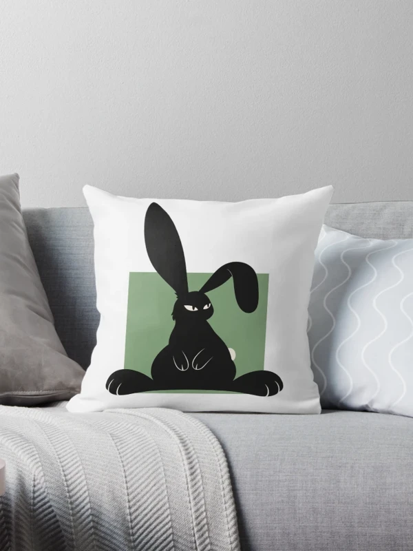Lapin aux oreilles impossibles à ranger sur Coussin