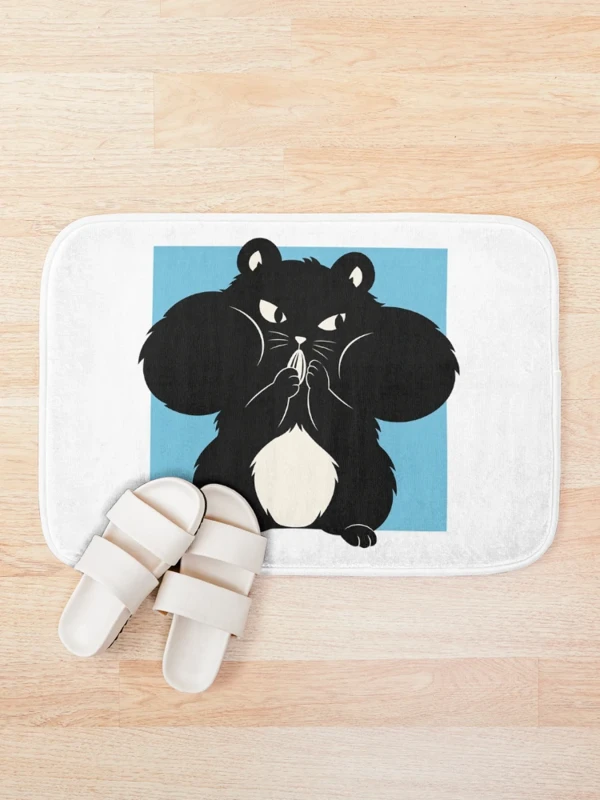 Hamster aux joues pleines hors du cadre sur Tapis de bain