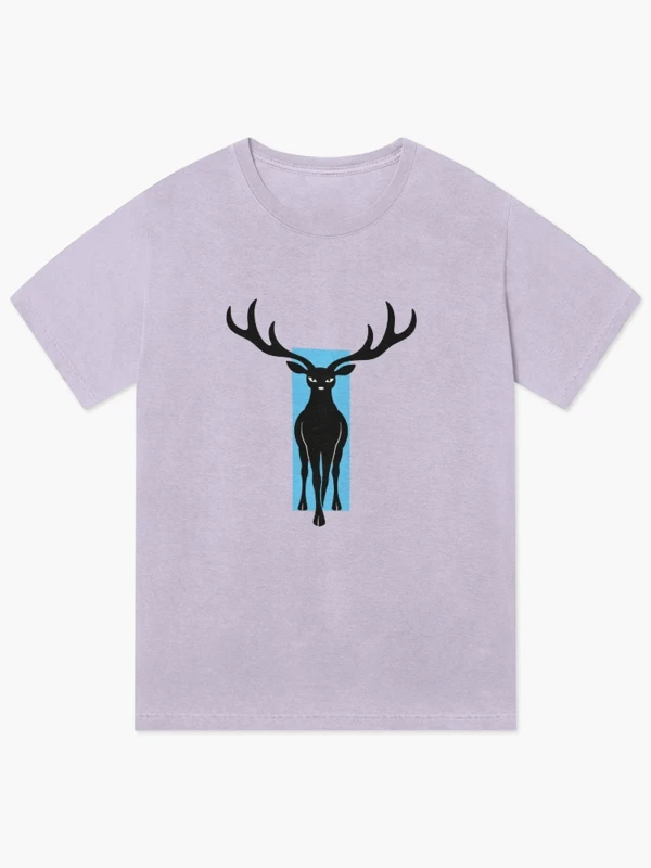 Cerf aux bois beaucoup trop larges sur T-shirt délavé vintage · Lavande délavée