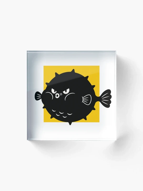 Poisson-globe trop gonflé pour le cadre sur Bloc acrylique