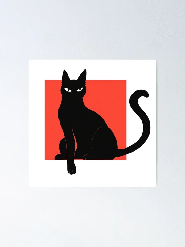 Chat noir qui sort du cadre sur Poster
