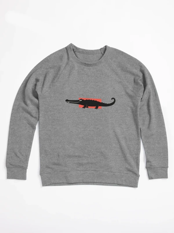 Crocodile beaucoup trop long pour le cadre sur Sweatshirt léger · Gris chiné