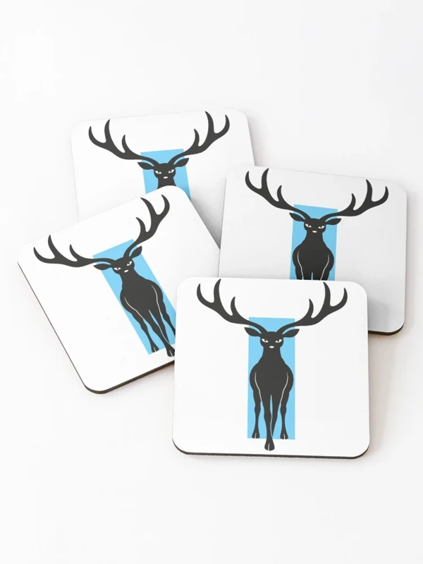 Cerf aux bois beaucoup trop larges sur Dessous de verre (lot de 4)