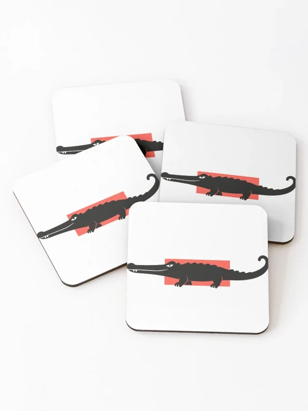 Crocodile beaucoup trop long pour le cadre sur Dessous de verre (lot de 4)