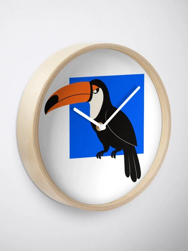 Toucan au bec hors du cadre sur Horloge · Bambou naturel
