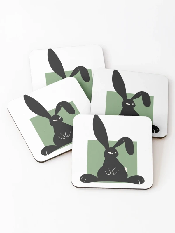 Lapin aux oreilles impossibles à ranger sur Dessous de verre (lot de 4)