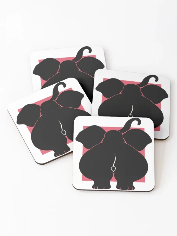 Éléphant de dos trop grand pour le cadre sur Dessous de verre (lot de 4)