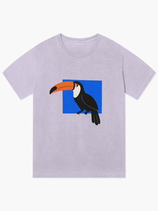 Toucan au bec hors du cadre sur T-shirt délavé vintage · Lavande délavée