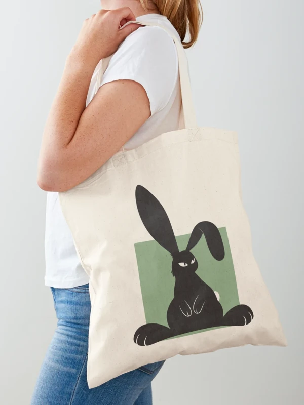 Lapin aux oreilles impossibles à ranger sur Tote bag classique