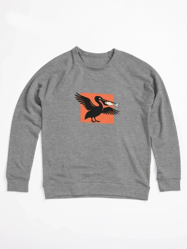 Pélican aux ailes et au repas encombrants sur Sweatshirt léger · Gris chiné