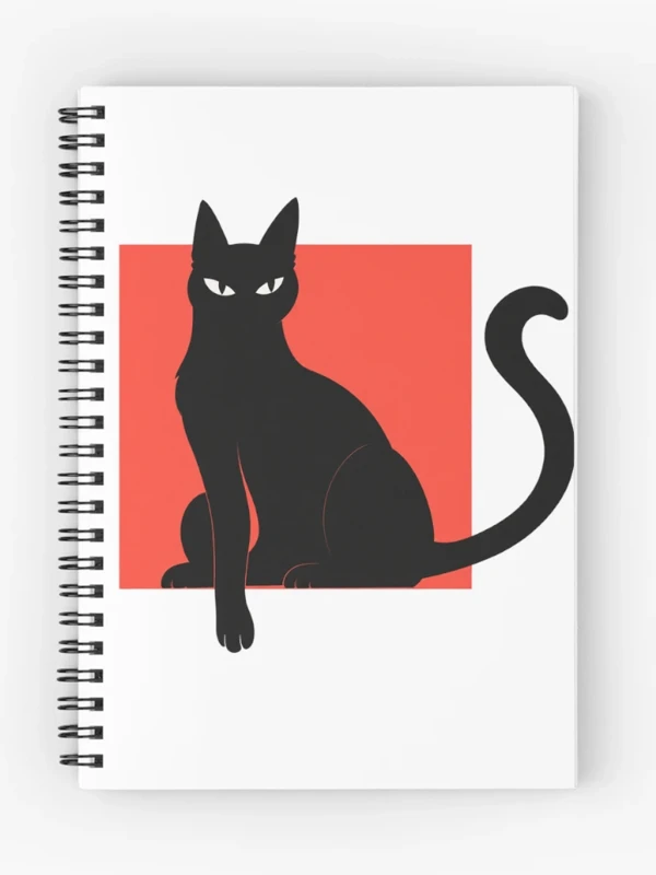 Chat noir qui sort du cadre sur Cahier à spirale