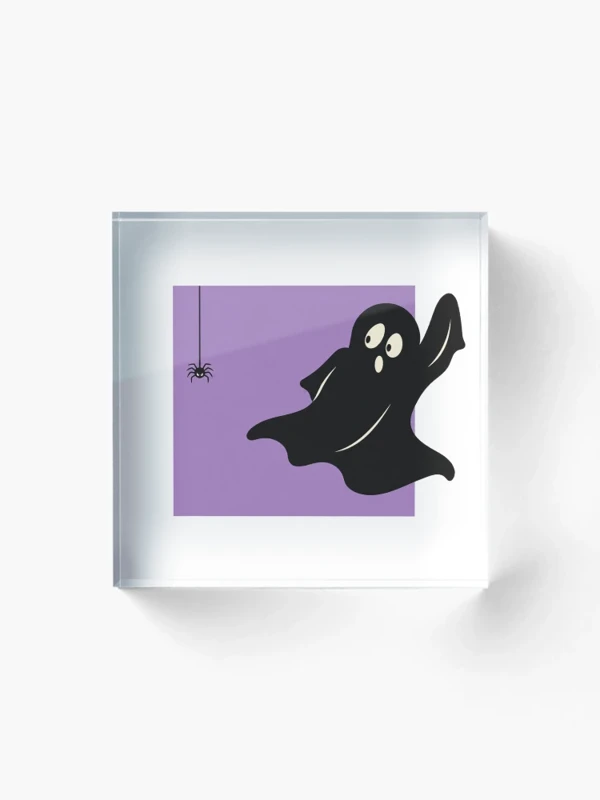 Fantôme effrayé par une minuscule araignée sur Bloc acrylique