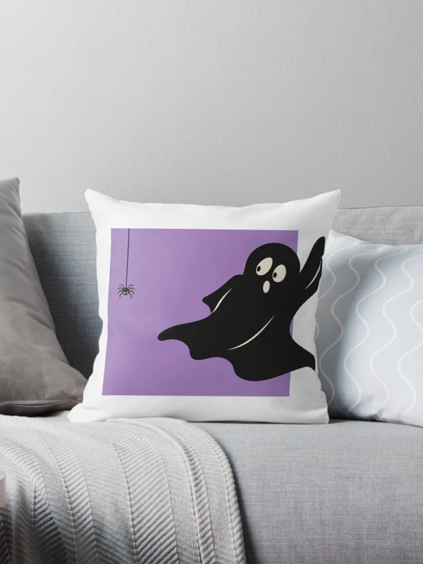 Fantôme effrayé par une minuscule araignée sur Coussin