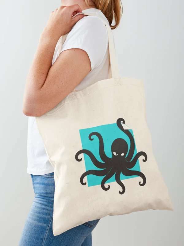 Pieuvre malicieuse qui décolle le cadre sur Tote bag classique