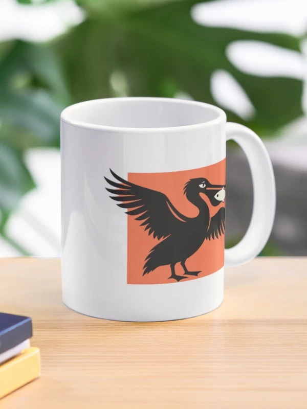 Pélican aux ailes et au repas encombrants sur Mug classique