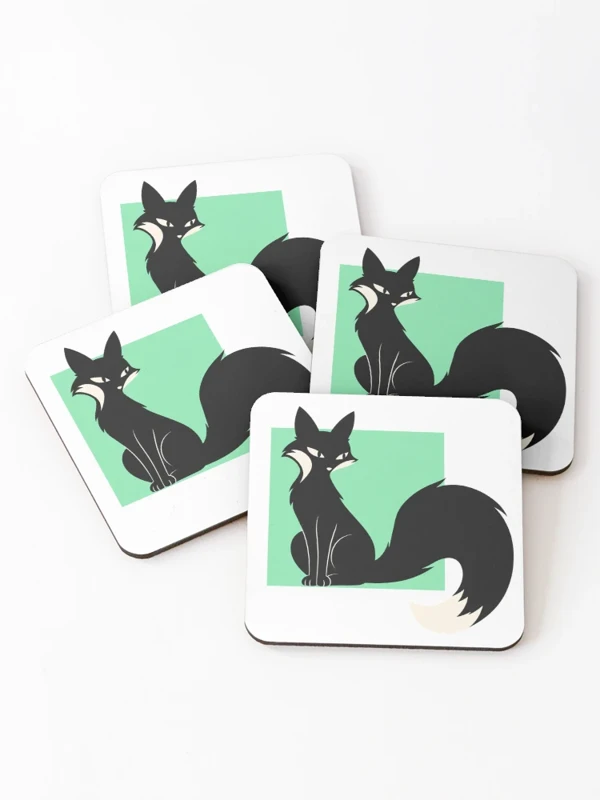 Renard à la queue hors du cadre sur Dessous de verre (lot de 4)