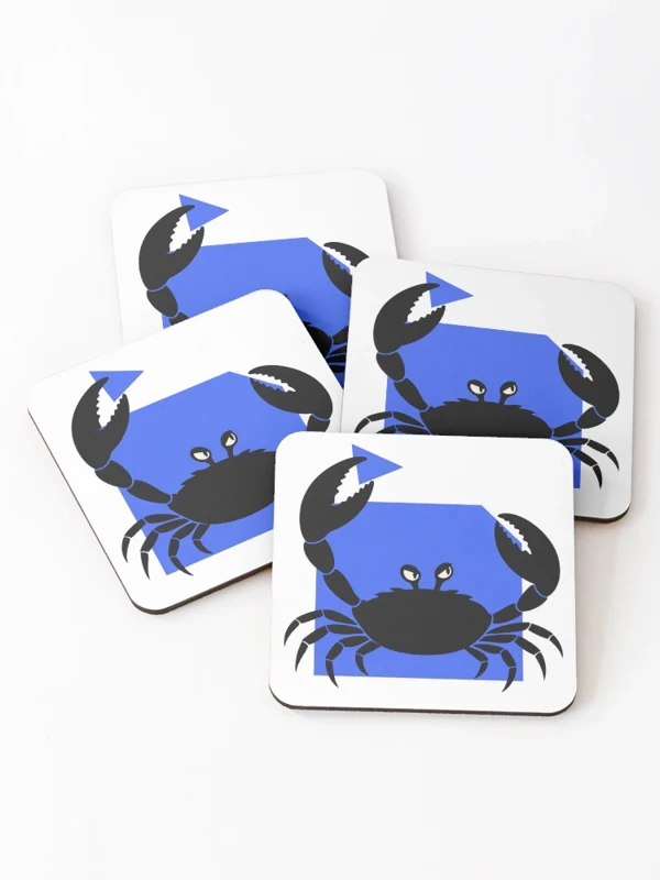 Crabe qui découpe son propre cadre sur Dessous de verre (lot de 4)