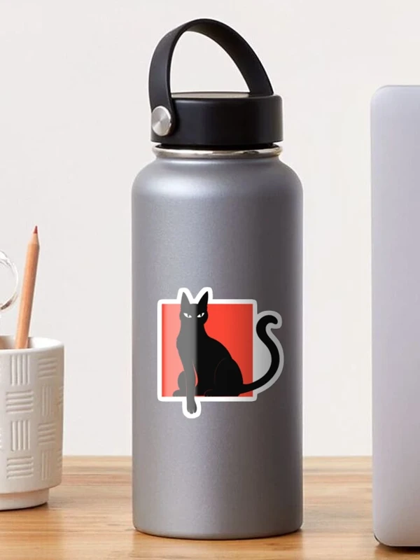 Chat noir qui sort du cadre sur Sticker fini brillant