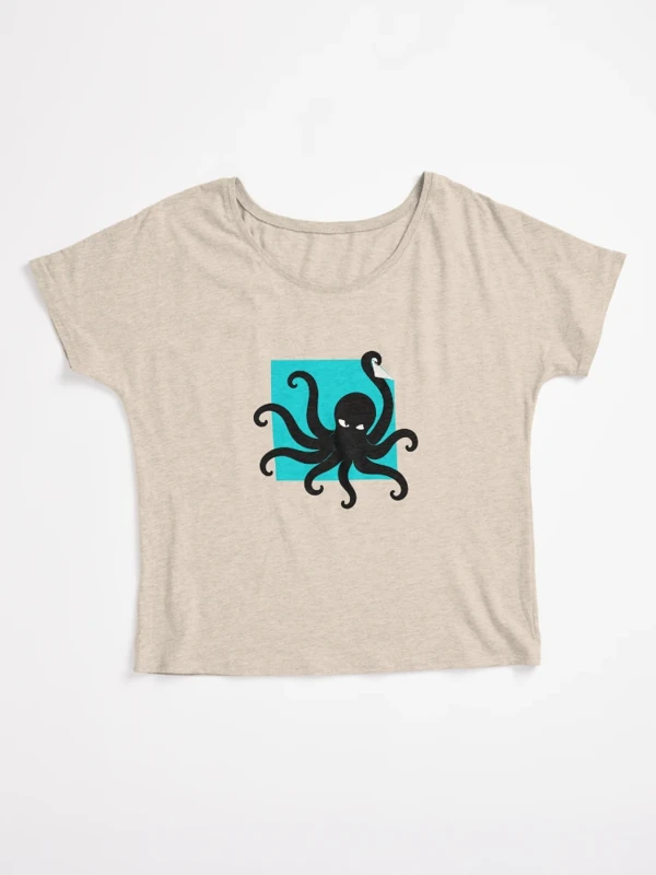 Pieuvre malicieuse qui décolle le cadre sur T-shirt coupe relax · Crème