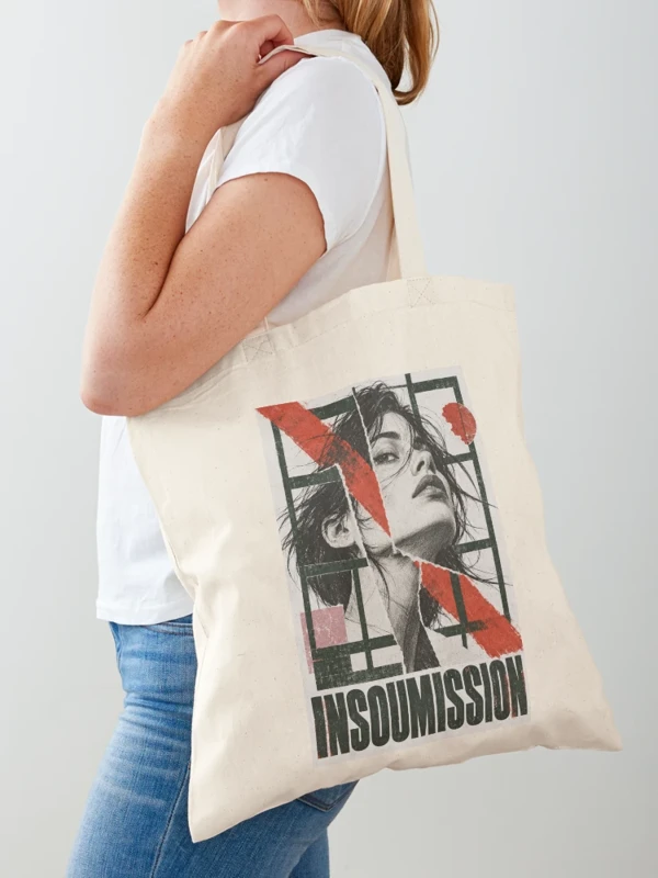 Insoumission — Portrait rebelle, rouge et vert sur Tote bag classique