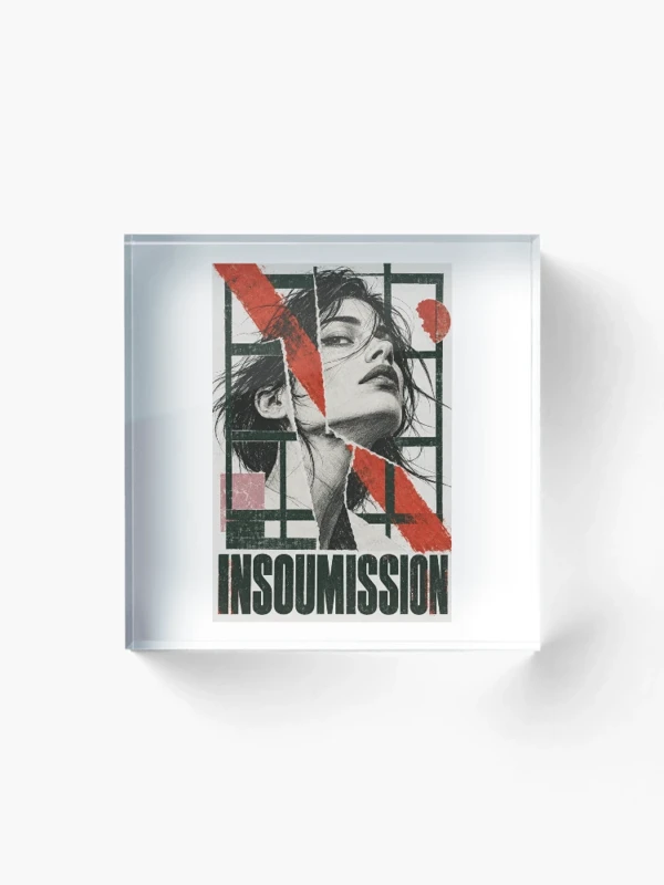 Insoumission — Portrait rebelle, rouge et vert sur Bloc acrylique