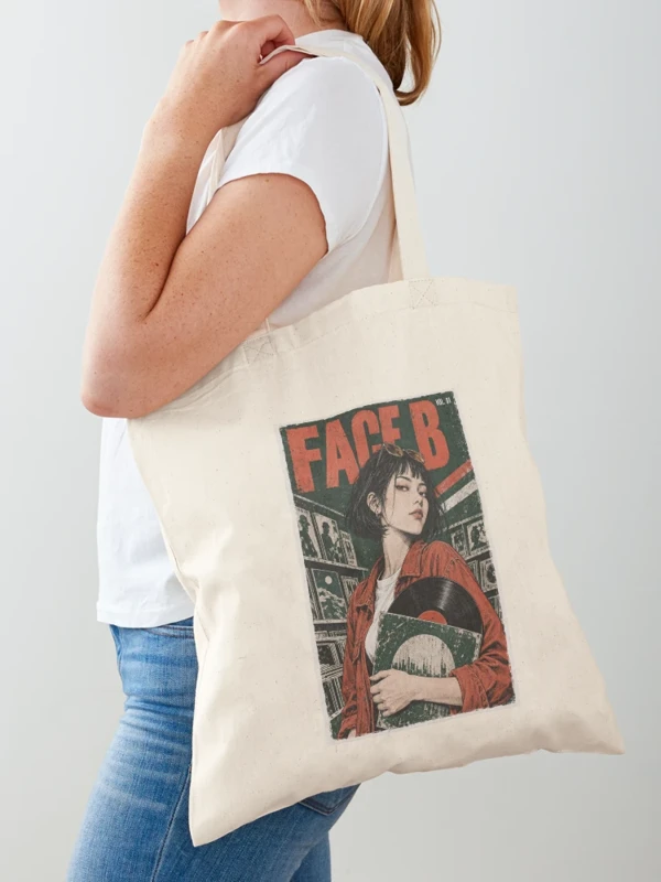 Face B — Portrait de disquaire au vinyle sur Tote bag classique