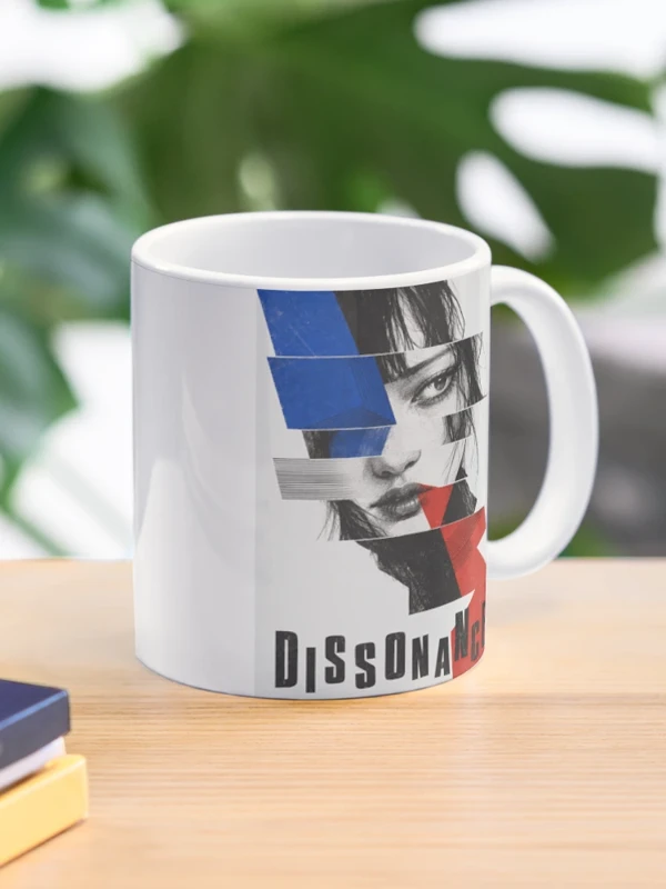 Dissonance — Visage fragmenté, bleu et vermillon sur Mug classique
