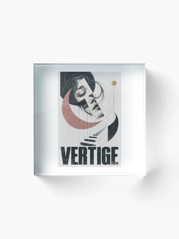 Vertige — Visage abstrait et escalier impossible sur Bloc acrylique