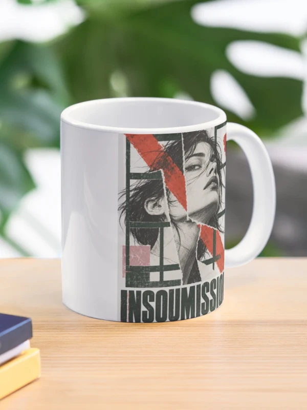 Insoumission — Portrait rebelle, rouge et vert sur Mug classique