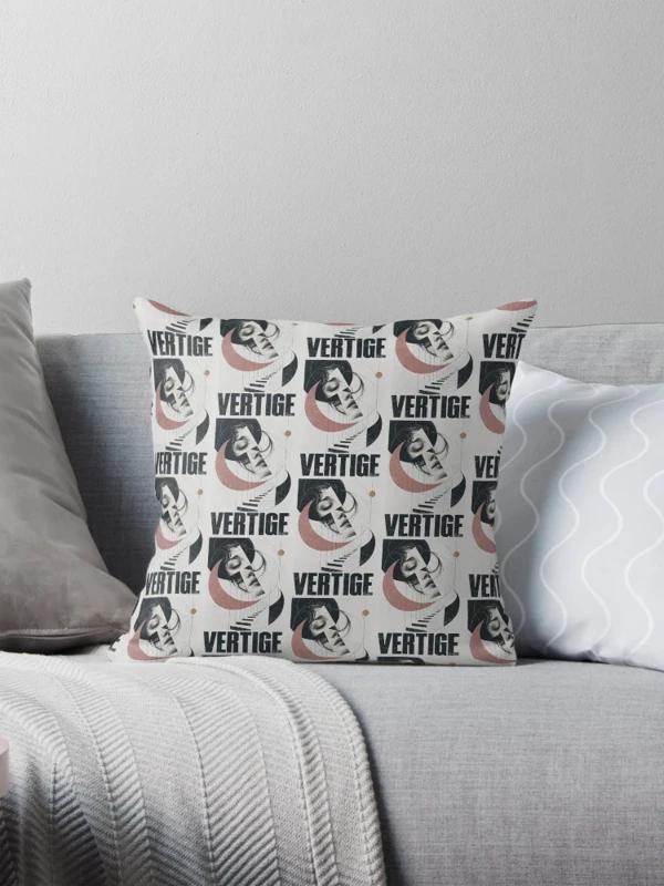 Vertige — Visage abstrait et escalier impossible sur Coussin