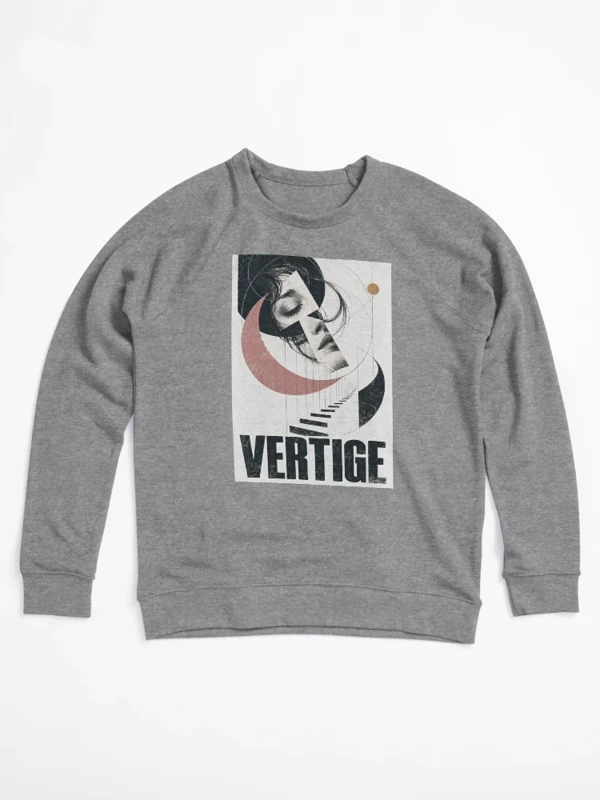 Vertige — Visage abstrait et escalier impossible sur Sweatshirt léger · Gris chiné