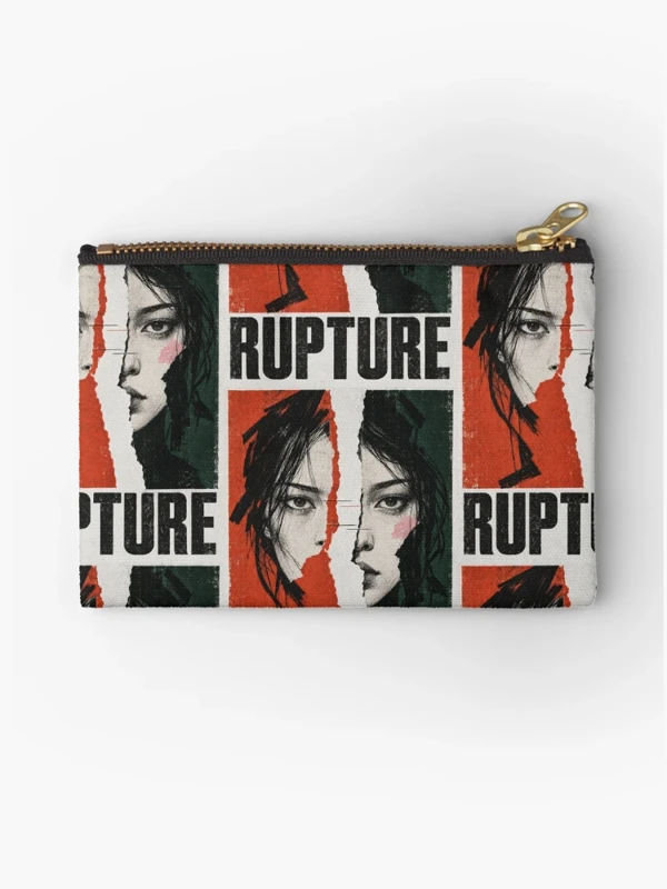 Rupture — Portrait déchiré, rouge et vert sombre sur Pochette