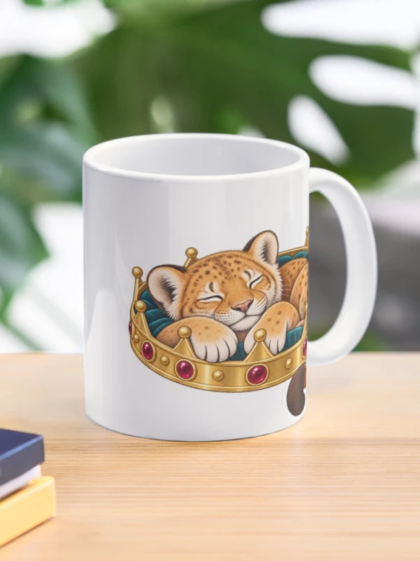 Lionceau endormi dans une couronne royale sur Mug classique