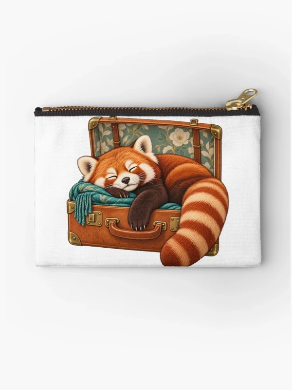 Panda roux endormi dans une valise sur Pochette