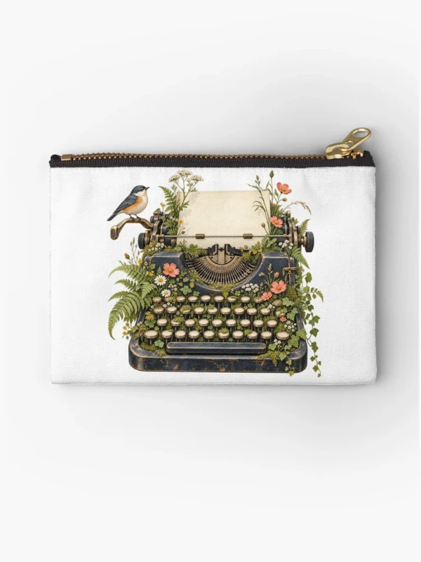 Machine à écrire envahie de fleurs sauvages sur Pochette