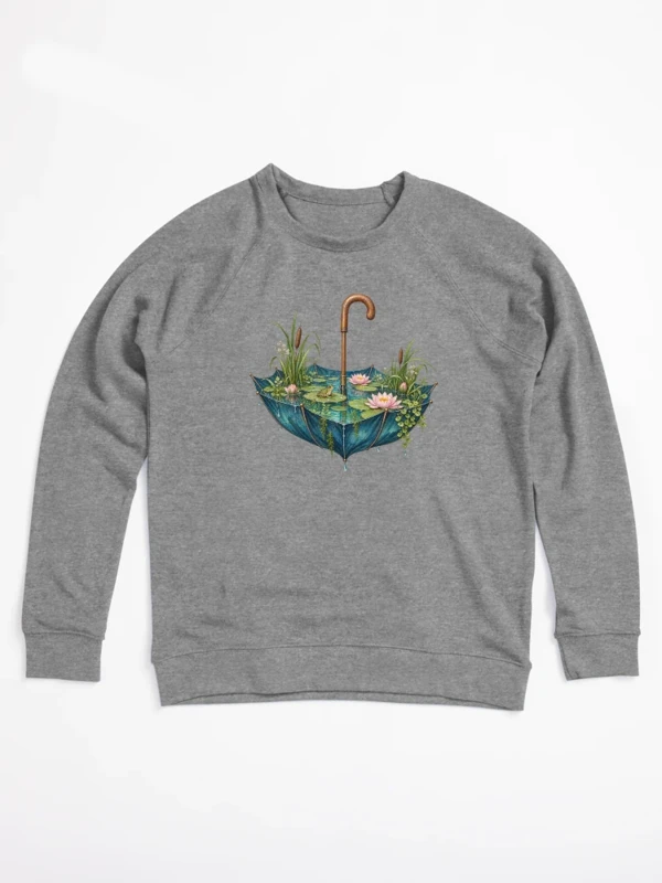 Parapluie transformé en bassin aux nénuphars sur Sweatshirt léger · Gris chiné