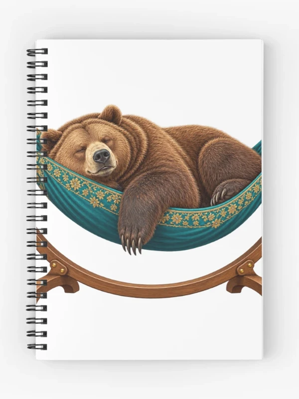 Ours endormi dans un hamac fleuri sur Cahier à spirale